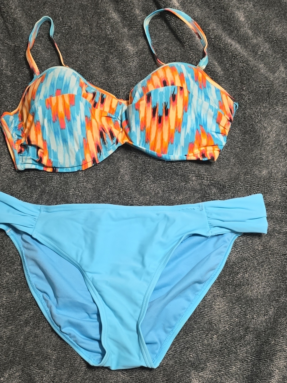 Vibrant Blue & Orange Printed Underwire Bikini Set